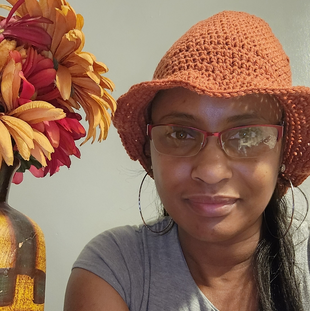 Orange Crochet Bucket Hat
